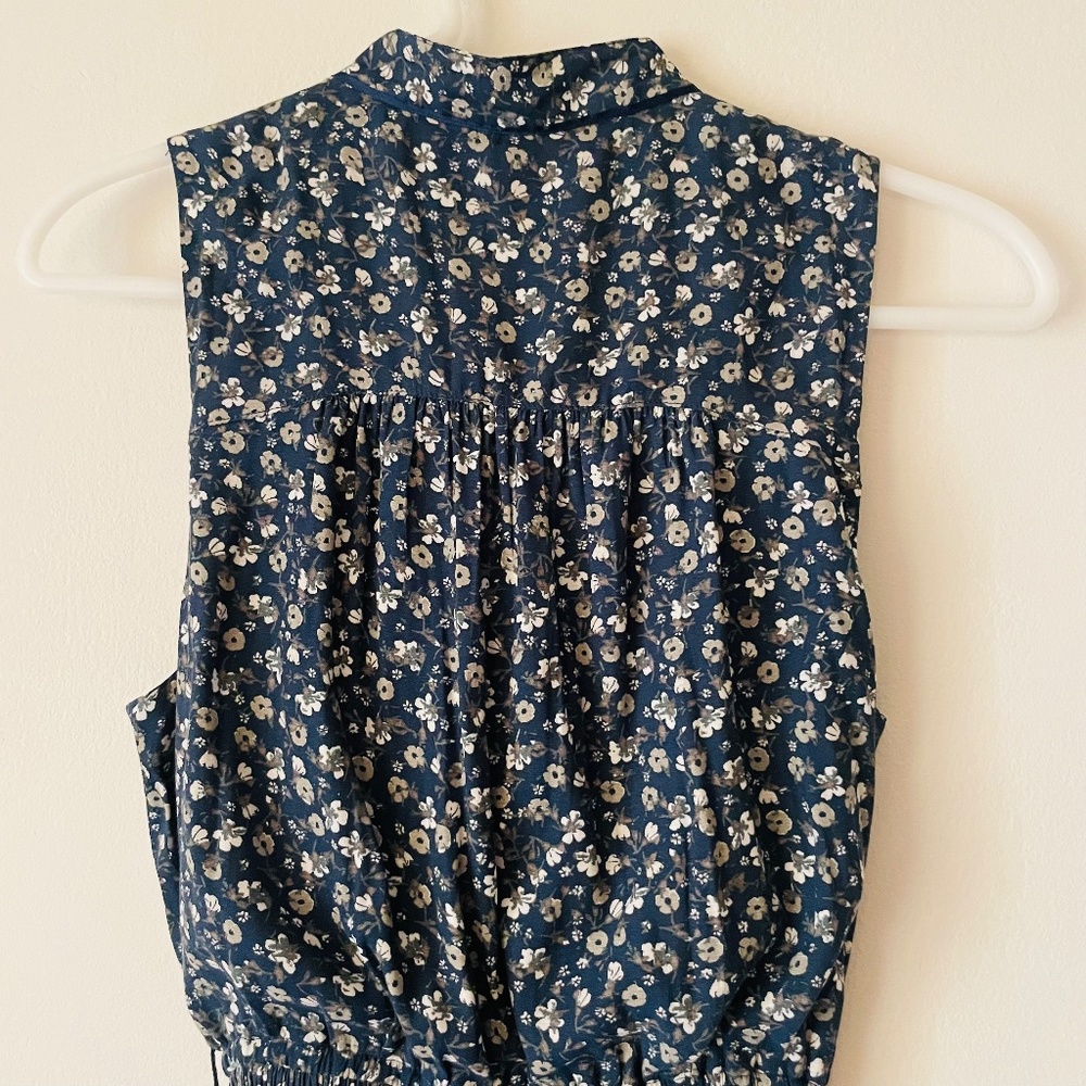 Free People XS Navy Slate Blue Floral Print Midi Dress - Picture 10 of 16